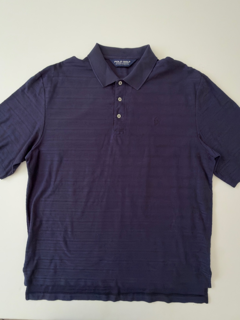 Polo Ralph Lauren Golf Shirt Men’s L Blue Striped Jacquard Chevron Herringbone